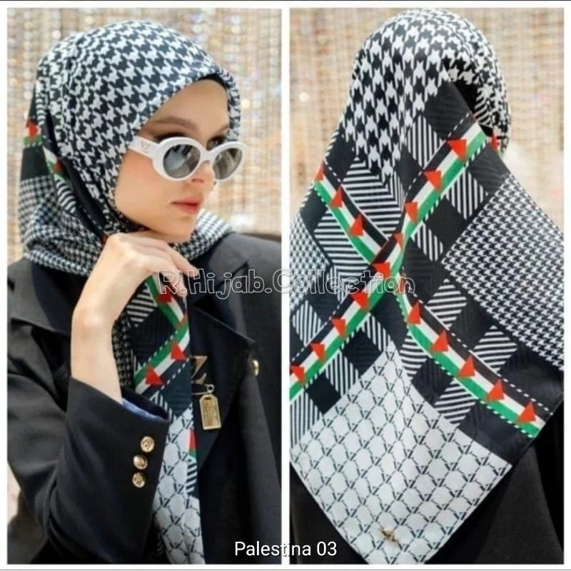 Jual Jilbab Voal Palestina Segiempat Lasercut Motif Palestine Sorban