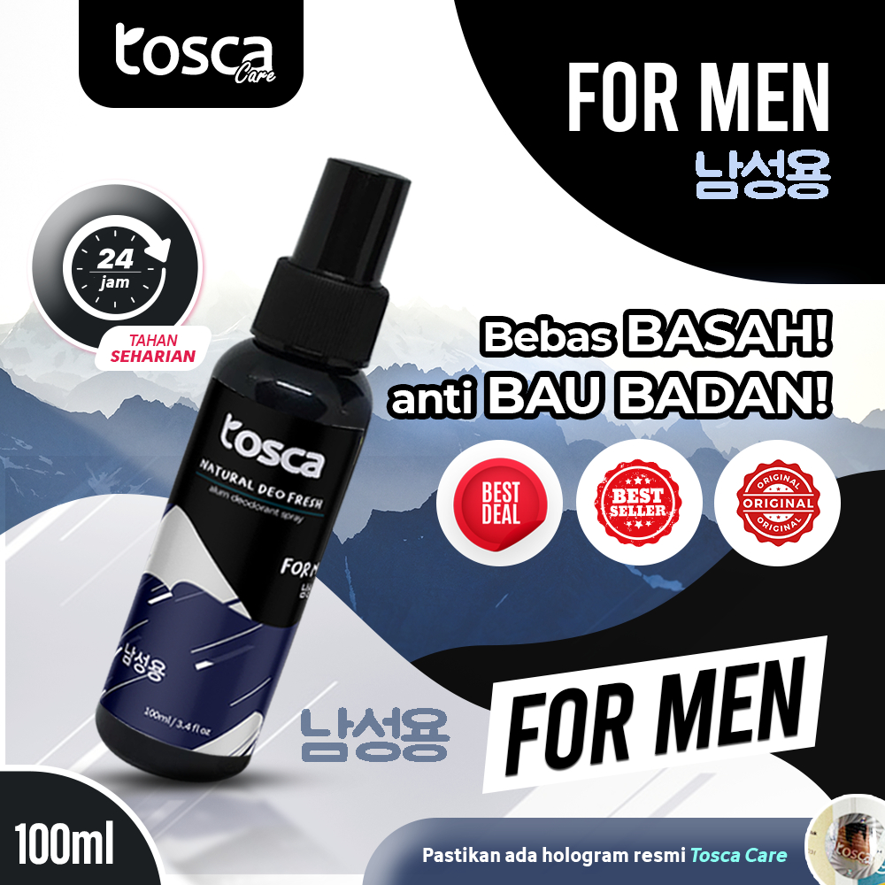 Jual Natural Deodorant Spray Tosca 100ml For Men Deodorant Tawas Alami