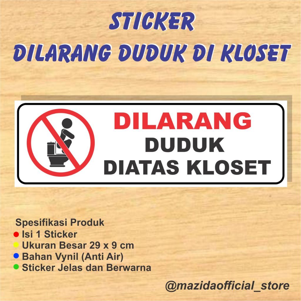 Jual Sticker Dilarang Duduk Diatas Kloset WC Toilet Kamar Mandi Anti