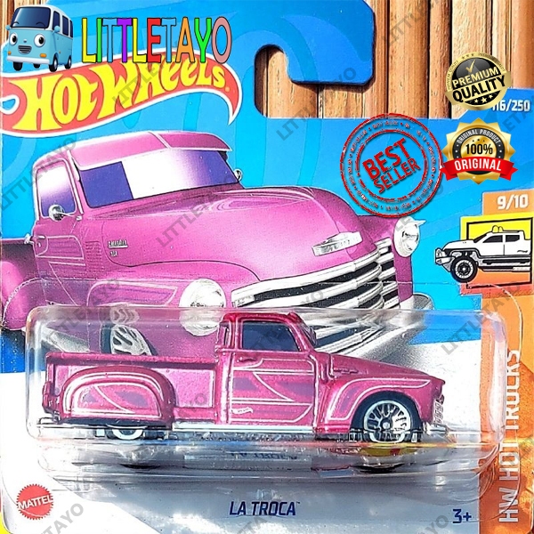 Jual HOTWHEELS LA TROCA 2022 PINK EMAS HITAM SHORT CARD PICKUP