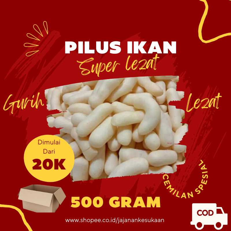 Jual Jajanan Kesukaan Cemilan Kerupuk Pilus Ikan Gurih Original 500