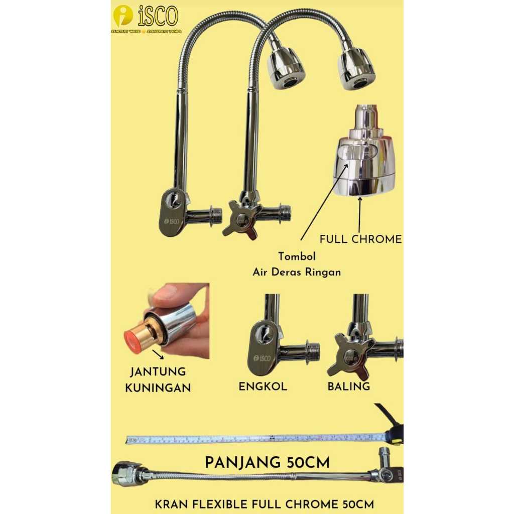 Jual Kran Angsa Flexible Kepala Besar Keran Dapur Air Cuci Piring