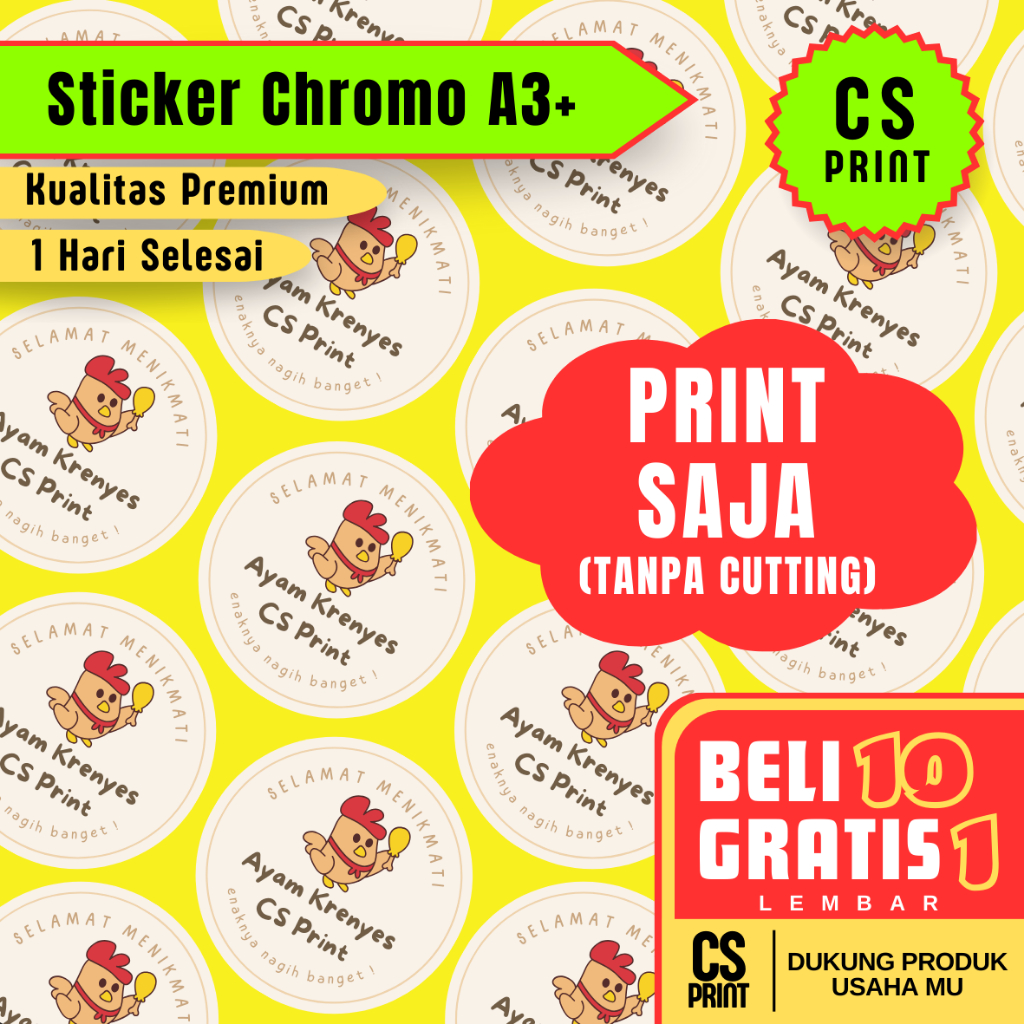 Jual Cetak Stiker Chromo Cut A Murah Shopee Indonesia