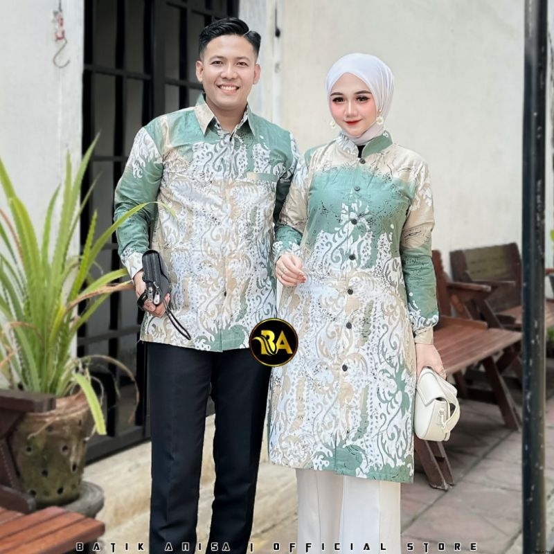 Jual Batik Tunik Couple Modern Set Pakaian Couple Kemeja Batik Pria