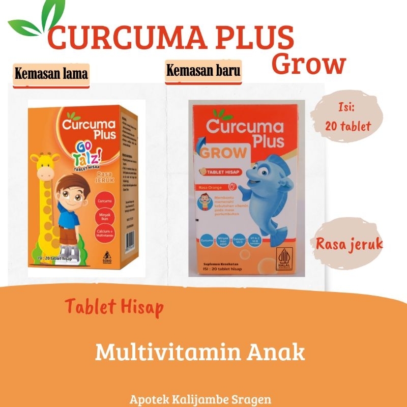 Jual CURCUMA PLUS GROW CURCUMA PLUS GO TALZ TABLET HISAP MULTIVITAMIN