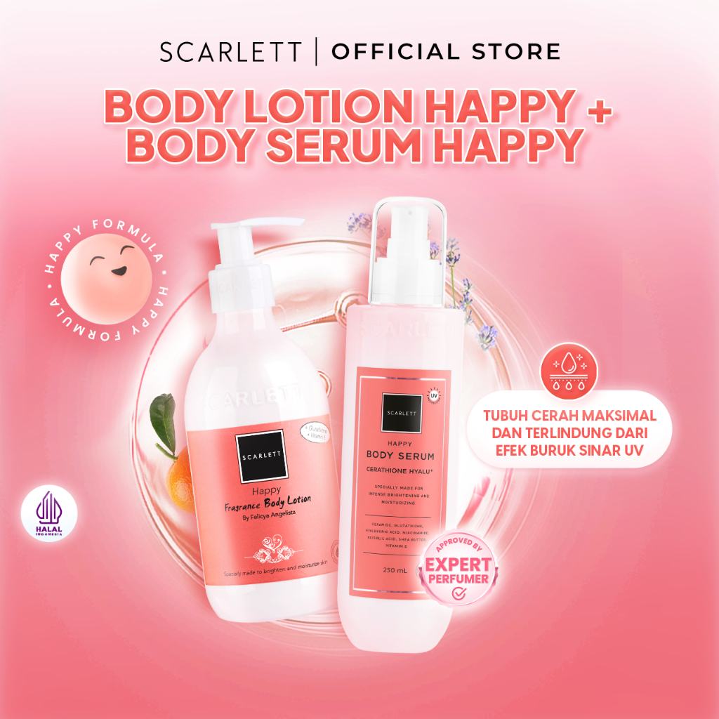 Jual Scarlett Whitening Body Serum Body Lotion Happy Mencerahkan Dan