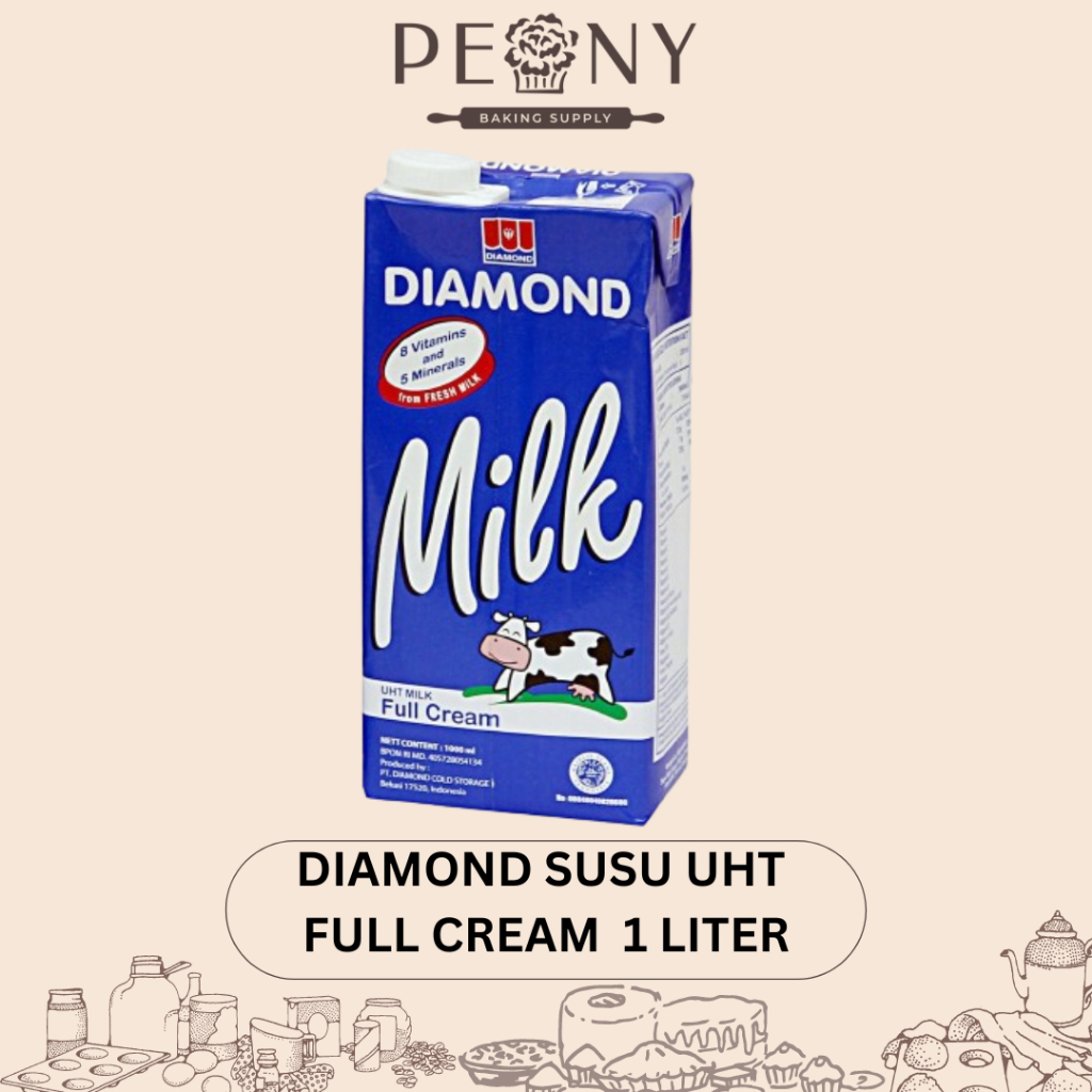 Jual DIAMOND SUSU UHT FULL CREAM PUTIH SLEEVE 1000 ML 1 LITER ECER