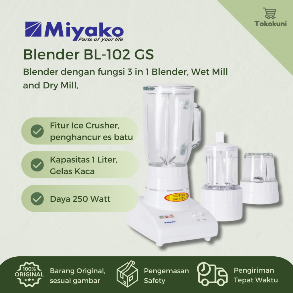 Jual Miyako Blender Gelas Kaca BL102GS Pelumat Juicer BL 102GS