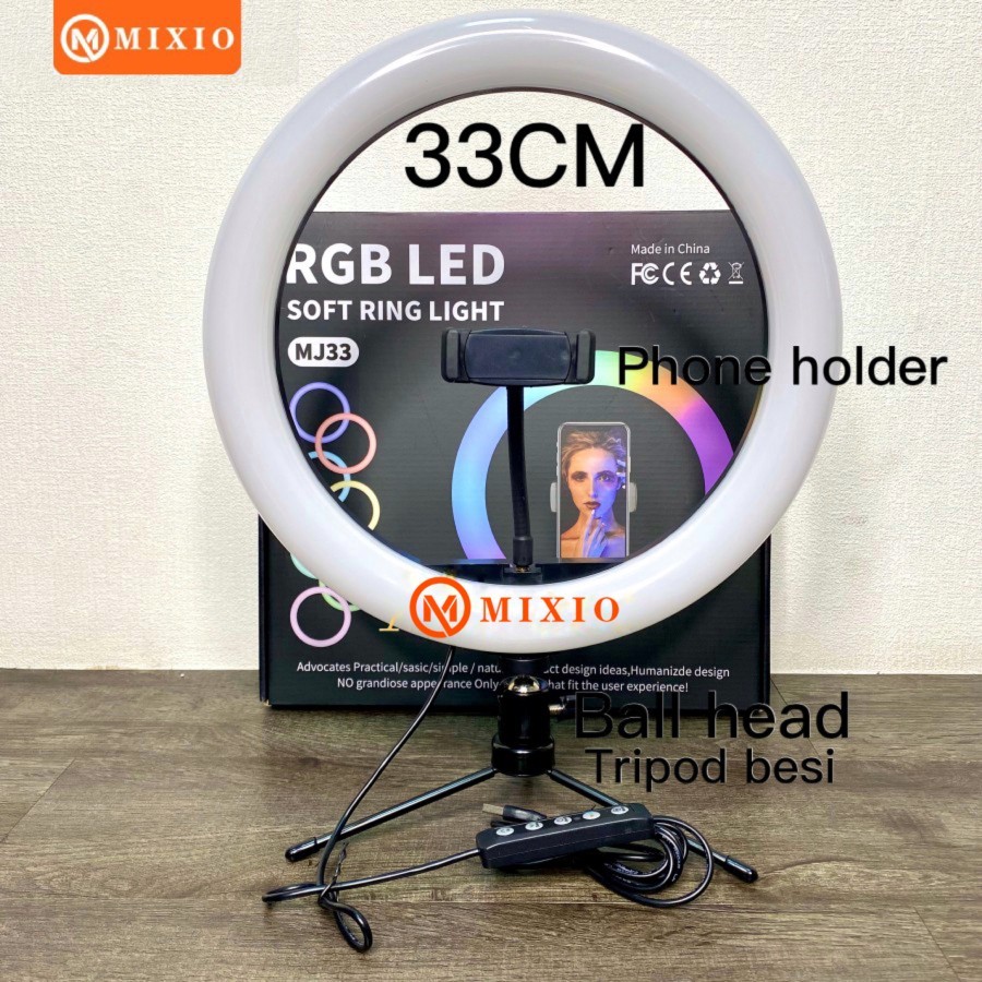 Jual MIXIO Ring Light RGB 33CM Tripod Besi Led Rainbow Video LED