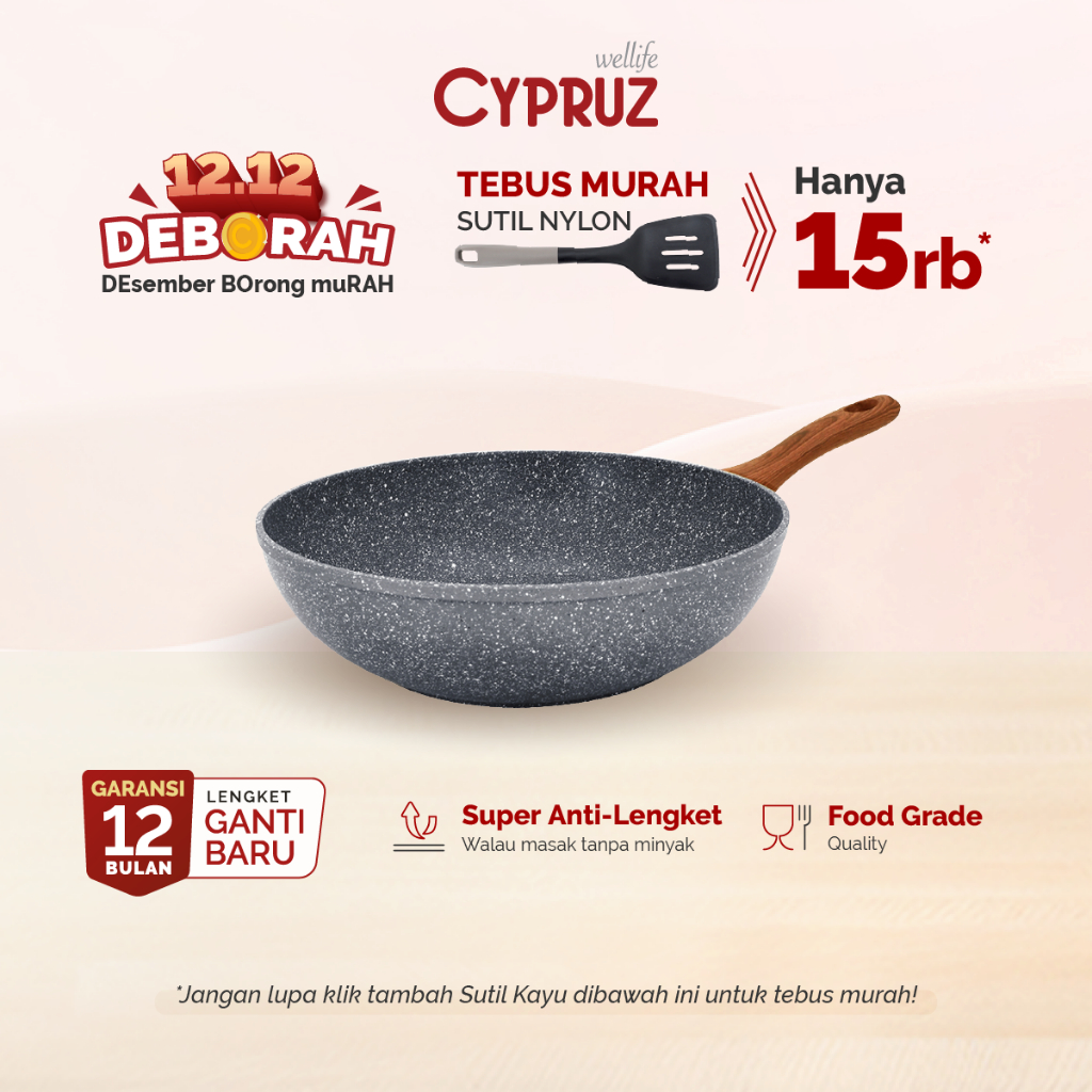 Jual Cypruz Wajan Penggorengan Anti Lengket Fry Wok Cypruz Marble