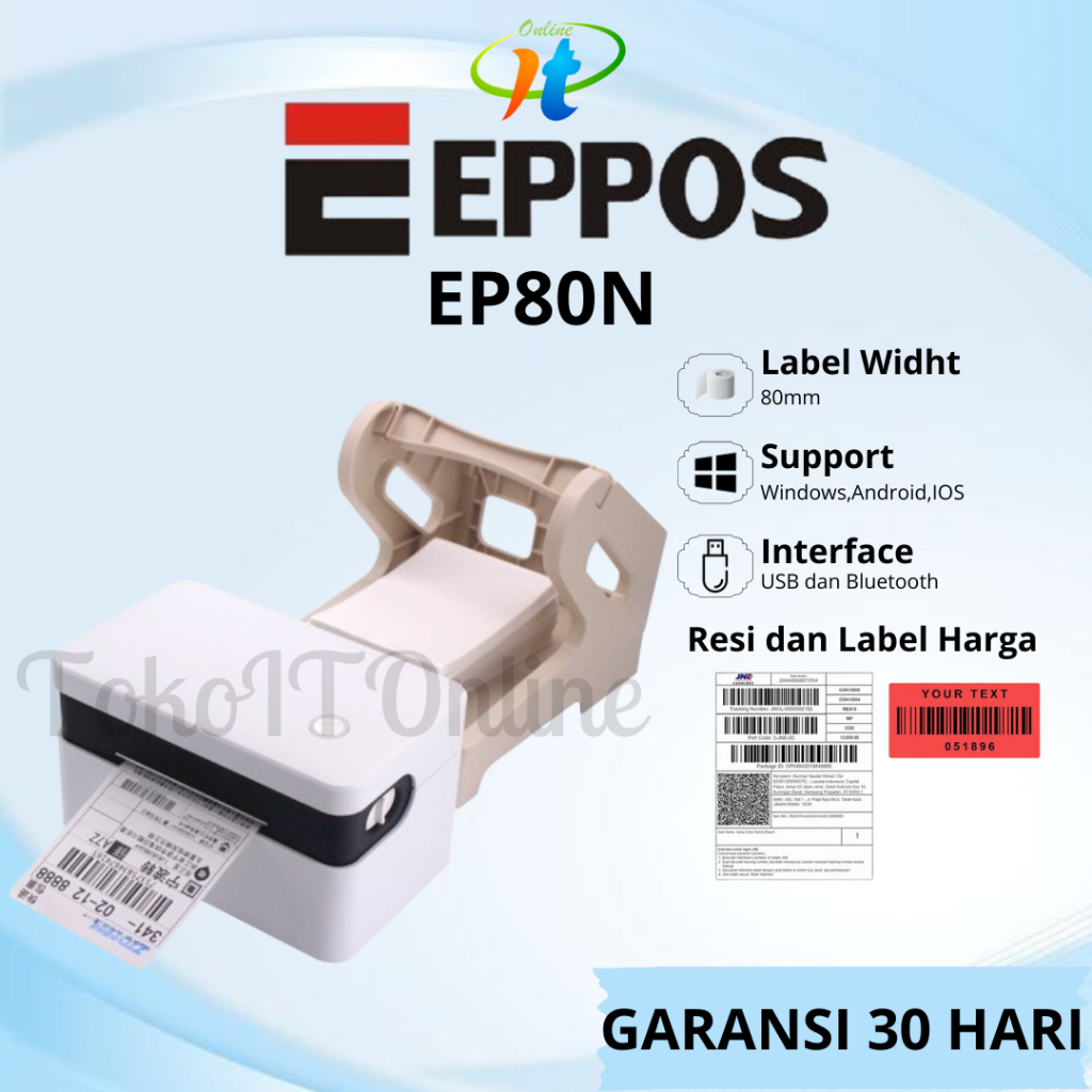 Jual Printer Label Thermal 80mm Eppos EP80N EP 80N USB Bluetooth Print