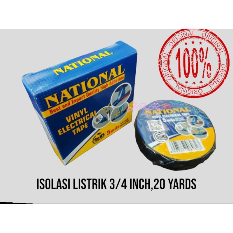 Jual National Isolasi Listrik Kabel Vinyl Electrical Tape 3 4 Inch 20