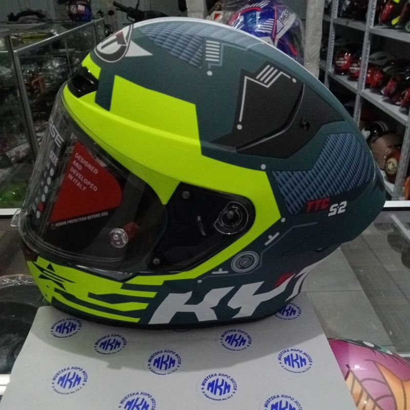 Jual HELM KYT TT COURSE NEW MOTIF FUSELAGE MATT YELLOW HELM FULL FACE