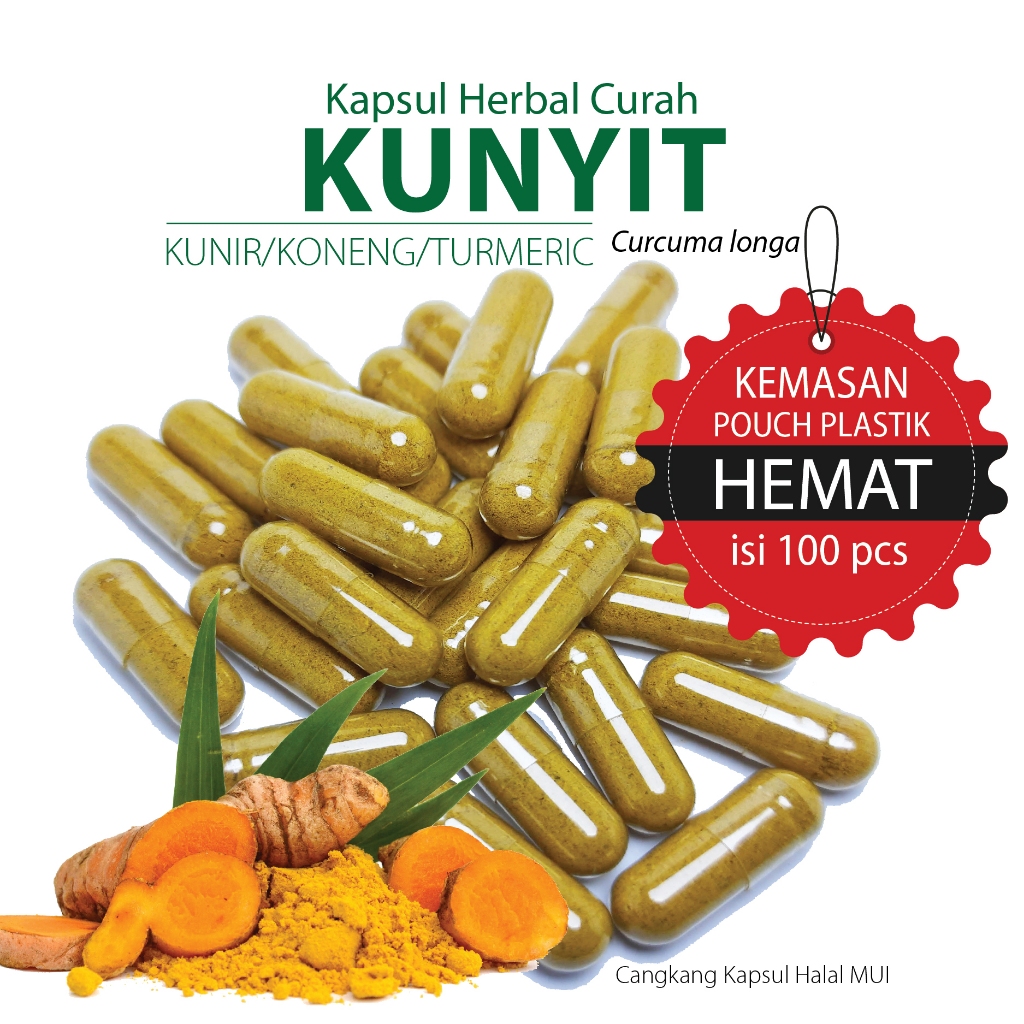 Jual KUNYIT Kapsul Herbal Kemasan Hemat Isi 100 Pcs Shopee Indonesia