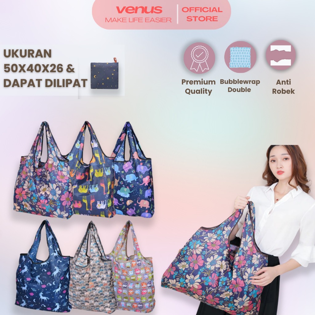 Jual Venusjkt Ukuran X X Cm Tas Belanja Lipat Totebag Shopping