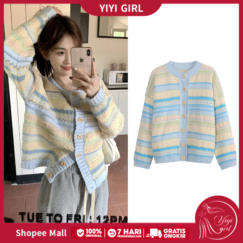 Jual YIYI GIRL Baju Cardigan Rajut Kancing Wanita Lengan Panjang Korea