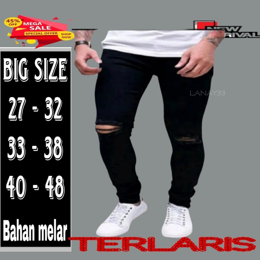 Jual Celana Jeans Jombo Pria Model Sobek Keren Ukuran Jeans