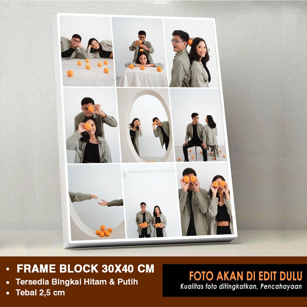 Jual CETAK FOTO BINGKAI TEBAL FIBER 30X40CM EDIT KOLASE HIASAN