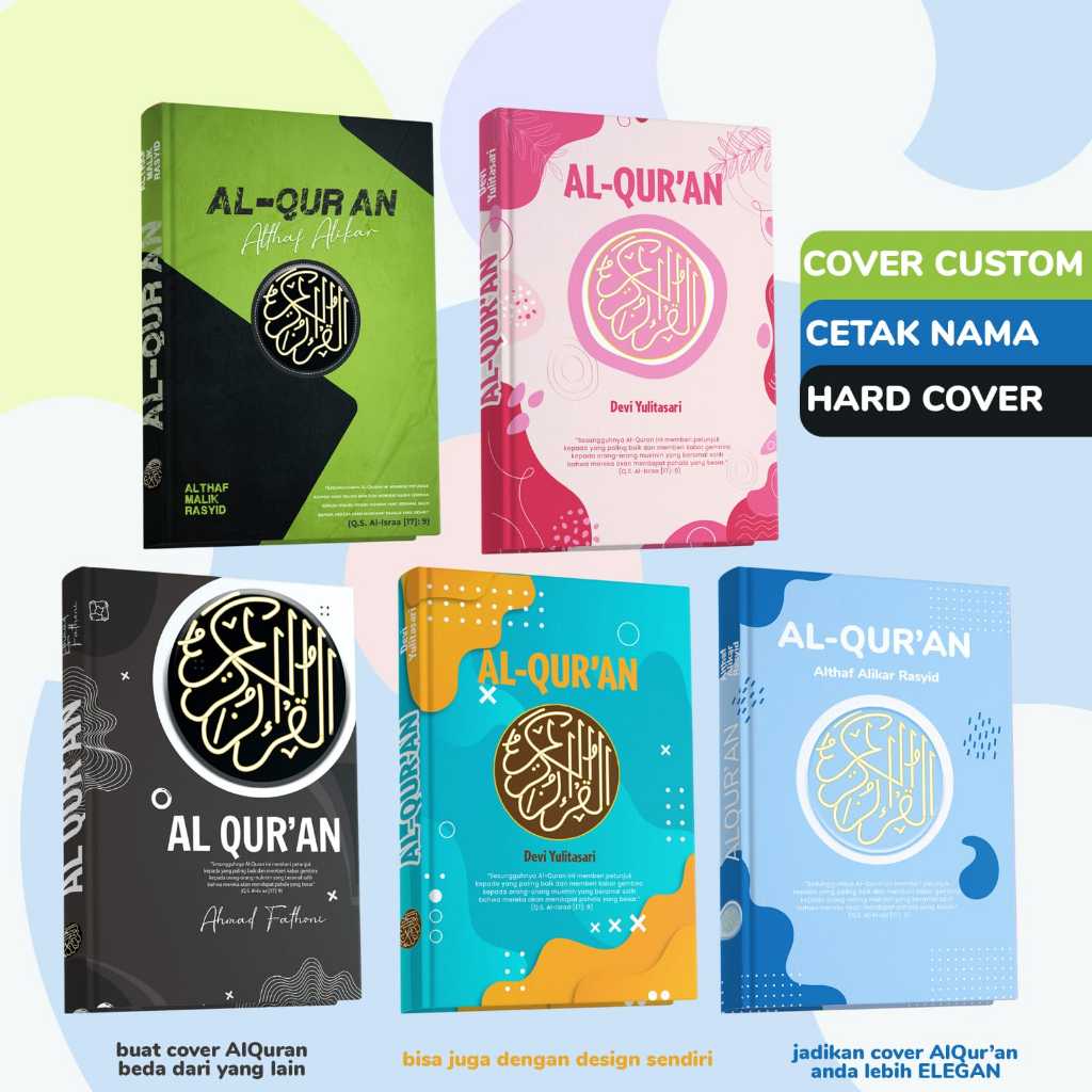 Jual BISA CUSTOM NAMA Al Quran Al Hufaz A5 HC DESAIN COVER SENDIRI