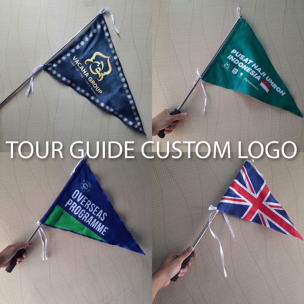 Jual Bendera Tour Guide Segitiga Custom Cocok Untuk Tour Travel