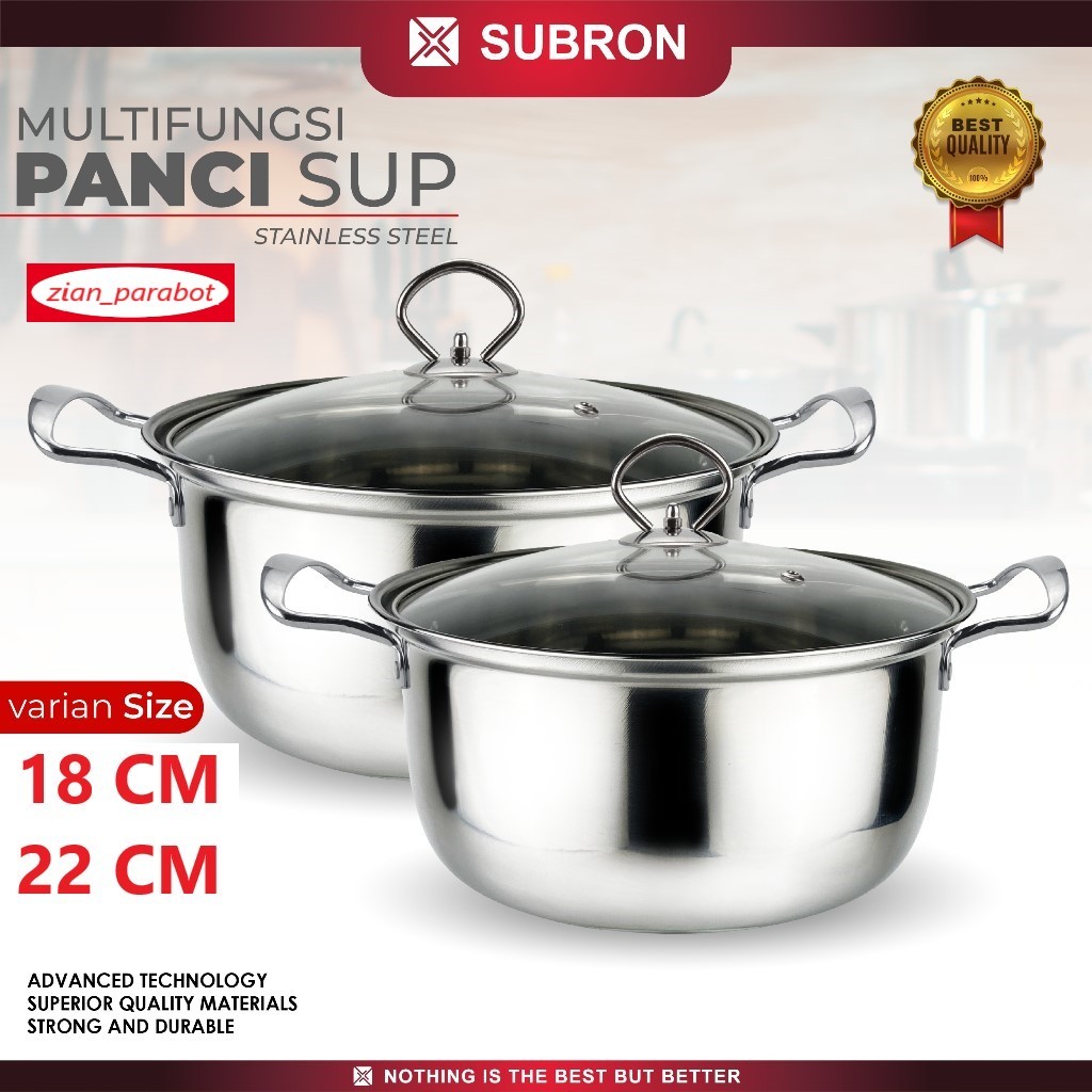 Jual Subron Panci Sup Soup Pot Cm Cm Stainless Steel Tutup Kaca