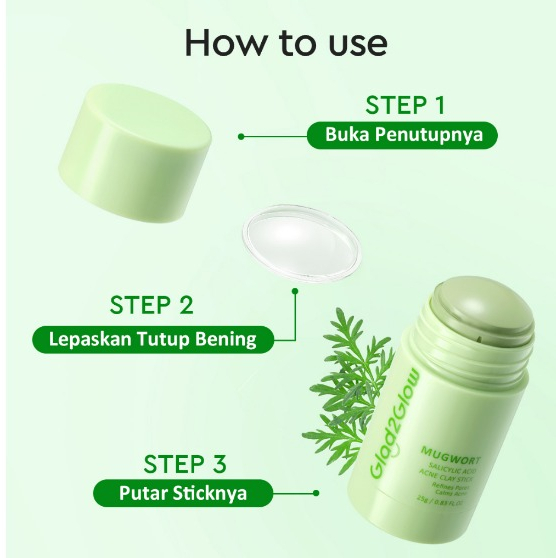 Jual GLAD2GLOW Mugwort Salicylic Acid Acne Clay Stick 25g Shopee