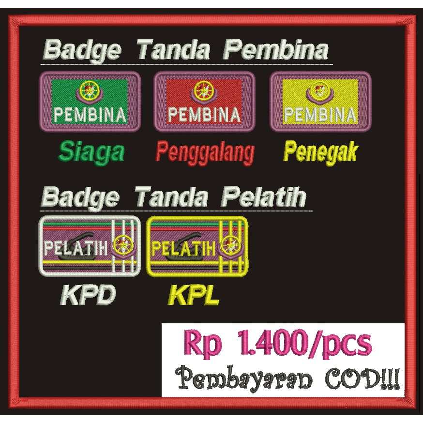 Jual Badge Tanda Mahir Pelatih Pembina Pramuka Bordir Shopee