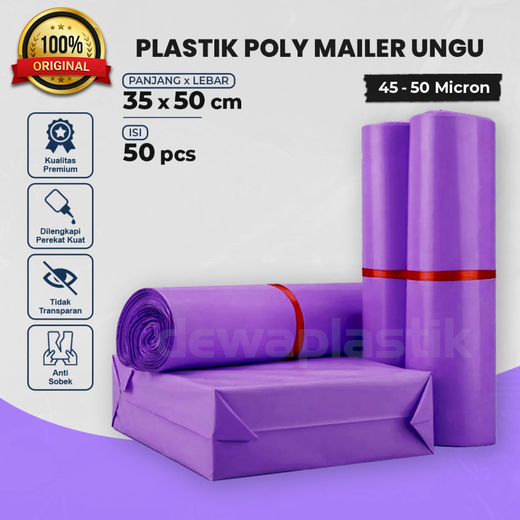 Jual Polymailer 35x50 Cm Ungu Isi 50 Pcs Polymailer Kantong Plastik