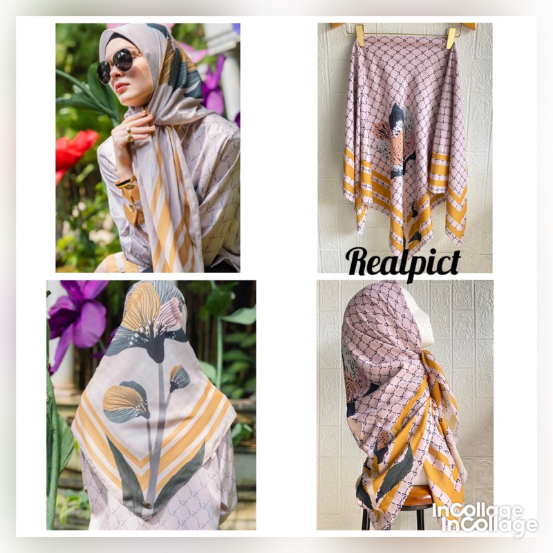 Jual Vz Vivi Zubaidi Hijab Segiempat Motif Ala Vivi Zubaidi Bahan