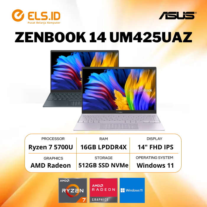 Jual Asus Zenbook 14 OLED UM425UAZ AMD Ryzen 7 5700U 16GB SSD 512GB