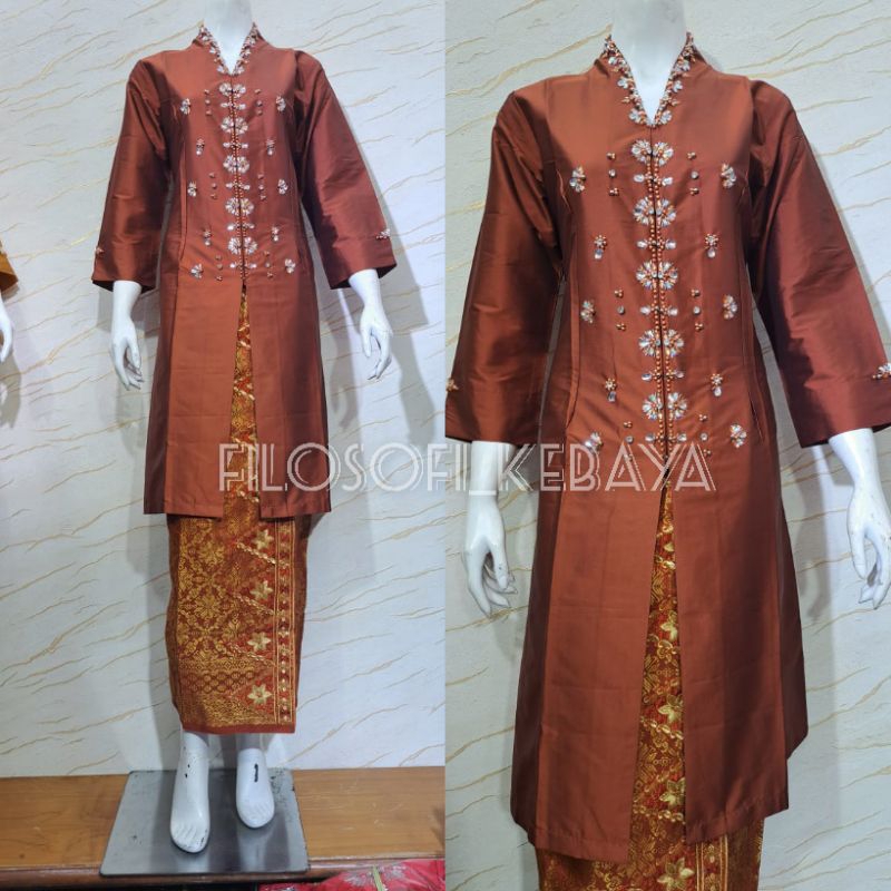 Jual Fk Atasan Kebaya Kurung Taffeta Melayu Model Payet Tabur Kerah V