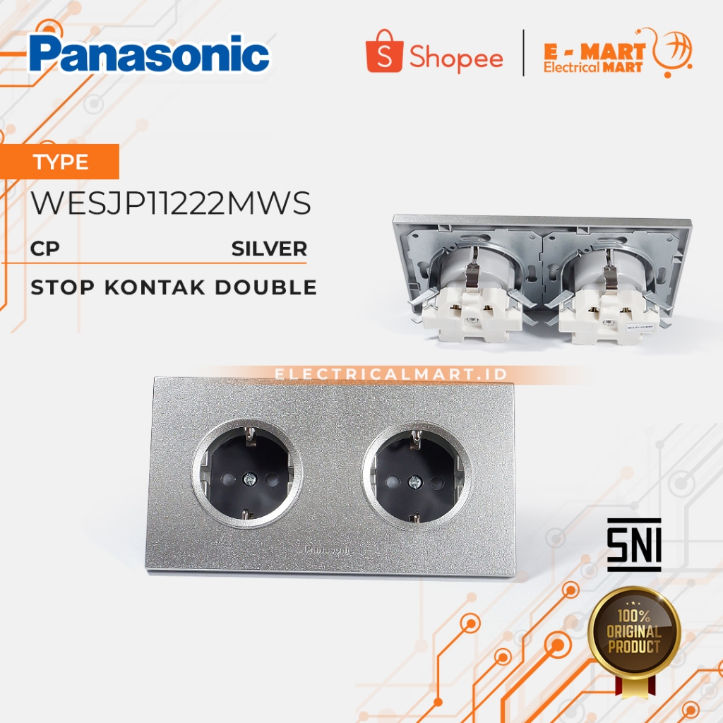 Jual DOUBLE STOP KONTAK PANASONIC CP SILVER WESJ MWS Saklar Engkel