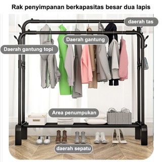 Jual Rak Gantungan Baju Stand Hanger Double Rak Pakaian Jemuran Baju