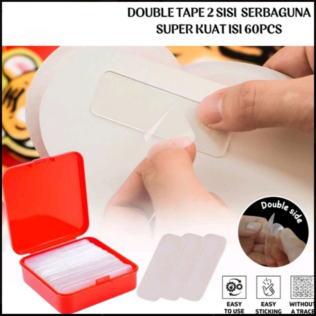 Jual Stiker Double Tape Gel Mini Sisi Isolasi Bening Transparan Box