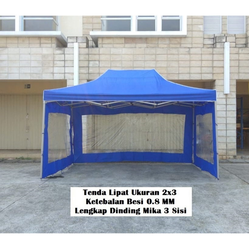 Jual Tenda Lipat Ukuran 2x3 Besi Super Premium Lengkap Dinding Mika