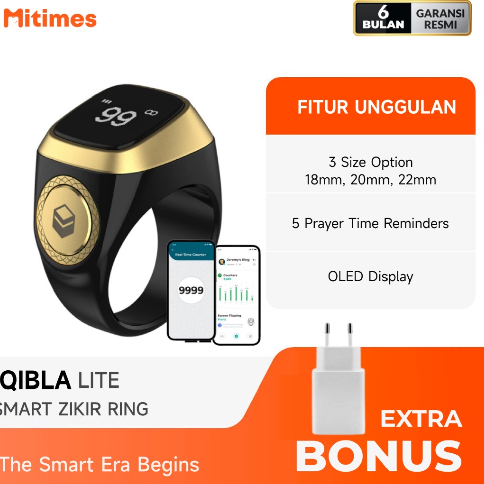 Jual Kode M P Iqibla Zikr Smart Ring Lite Cincin Tasbih Digital