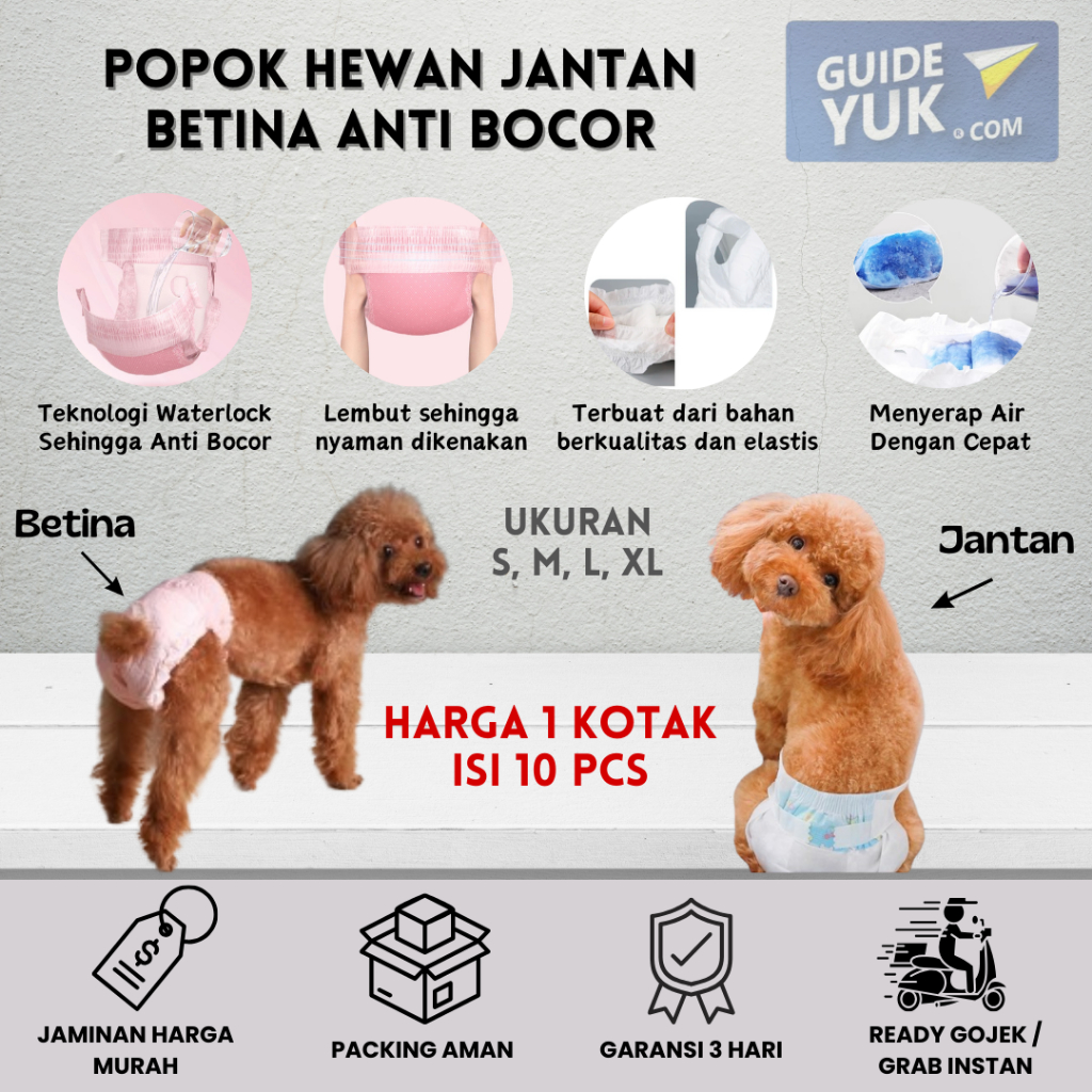 Jual Popok Jantan Betina Isi Pcs Diaper Pampers Anjing Kucing Pet