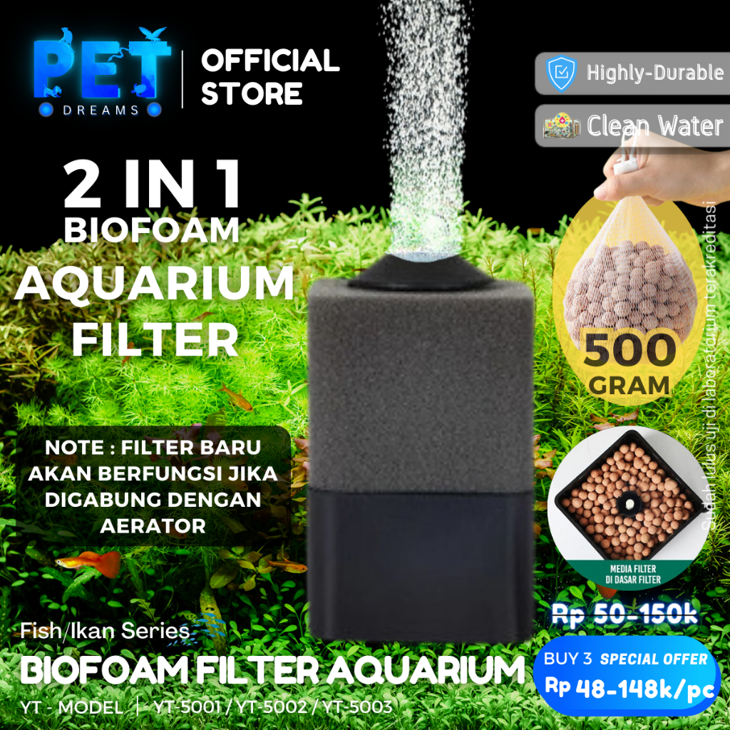 Jual 2IN1 BIOFOAM MEDIA FILTER AQUARIUM SPONGE BUSA BIO FOAM MINI BESAR