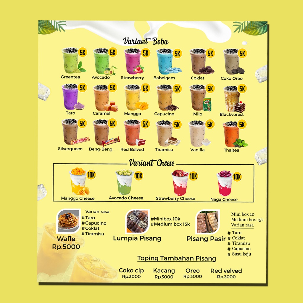 Jual JASA DESAIN MENU MAKANAN DAN MINUMAN FREE CETAK A4 LAMINATING