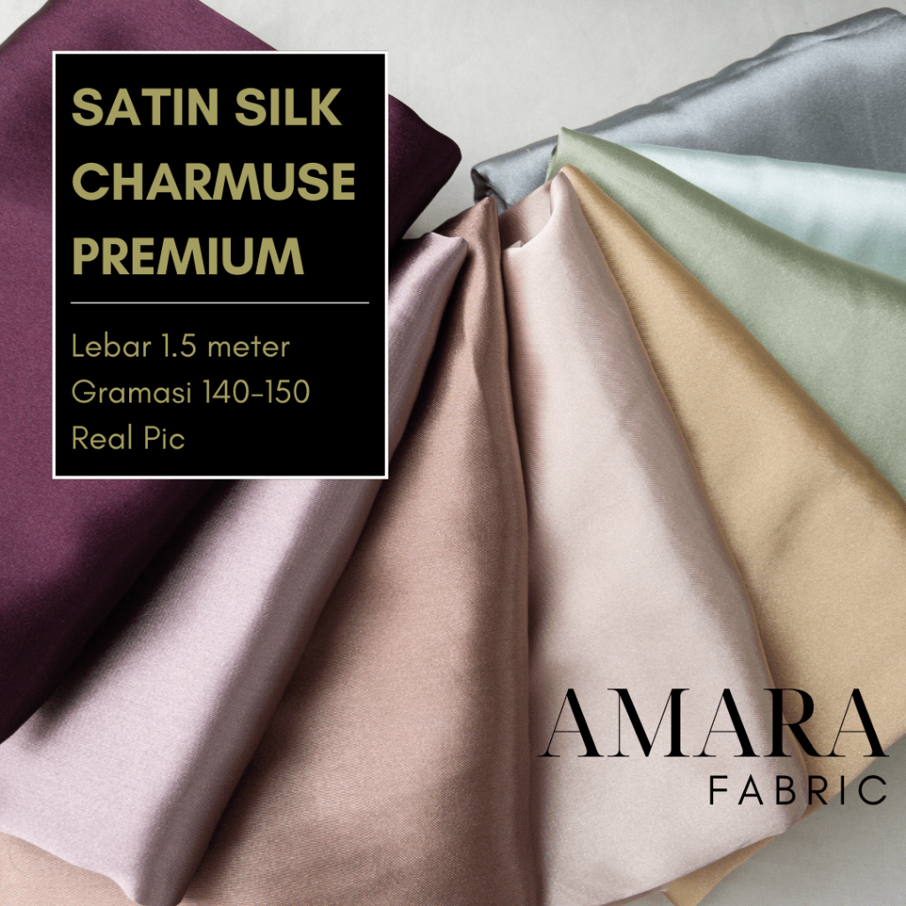 Jual Kain Satin Silk Charmuse Premium Meter Sateen Sutra Kilap