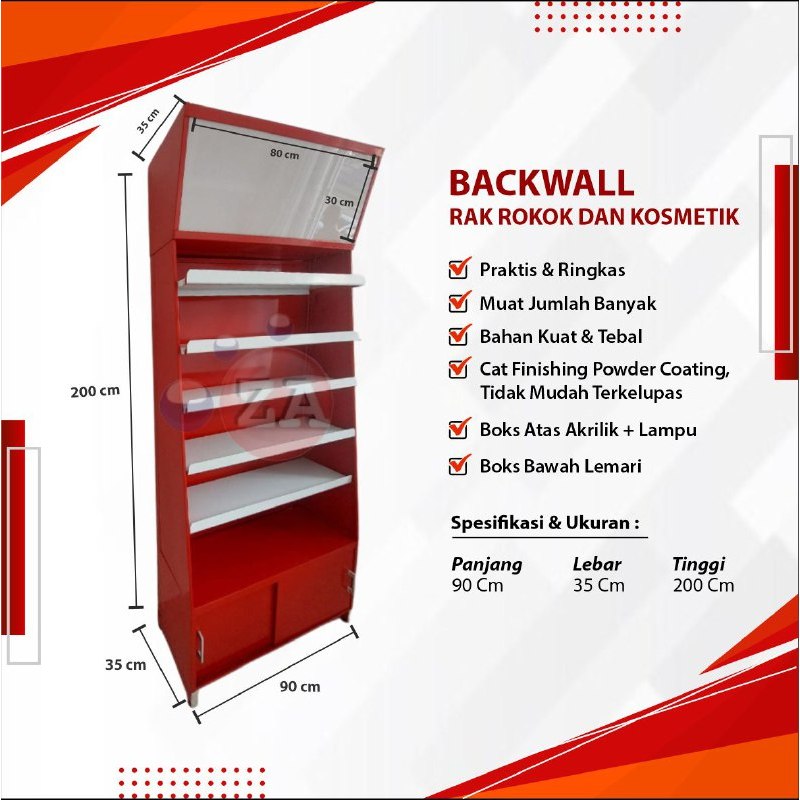 Jual Backwall Rak Rokok Kosmetik Minimarket Belakang Meja Kasir P X L X