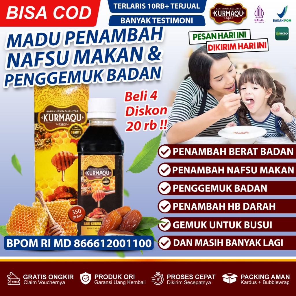 Jual Kurmaqu Sari Qurma Dan Madu Penggemuk Badan Vitamin Penambah Nafsu