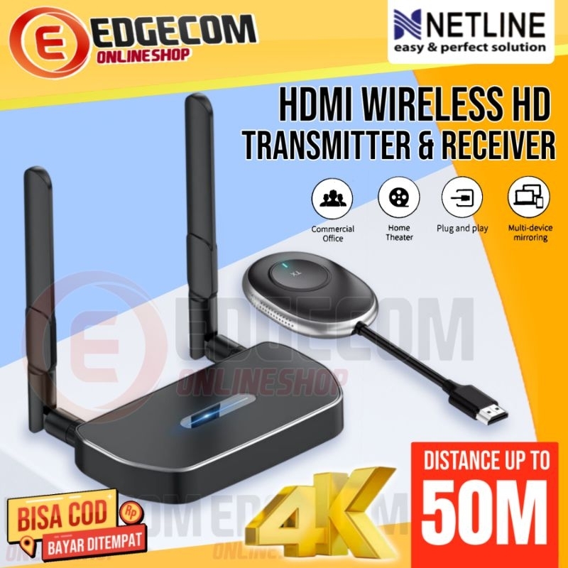 Jual Netline Hdmi Wireless Presentasi Transmitter Receiver K Up To