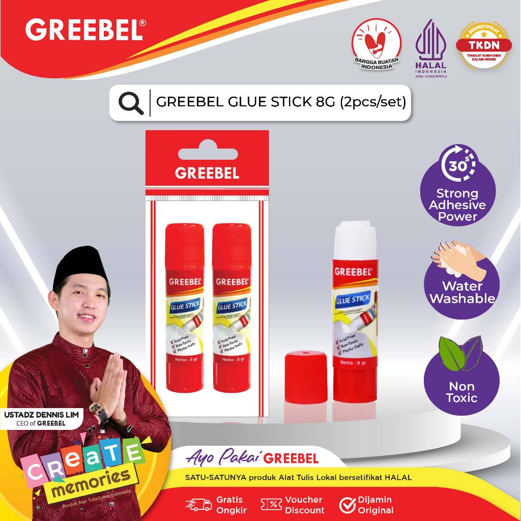 Jual GREEBEL GLUE STICK GS 1908 8 Gr 2 PCS SET Lem Perekat Kertas