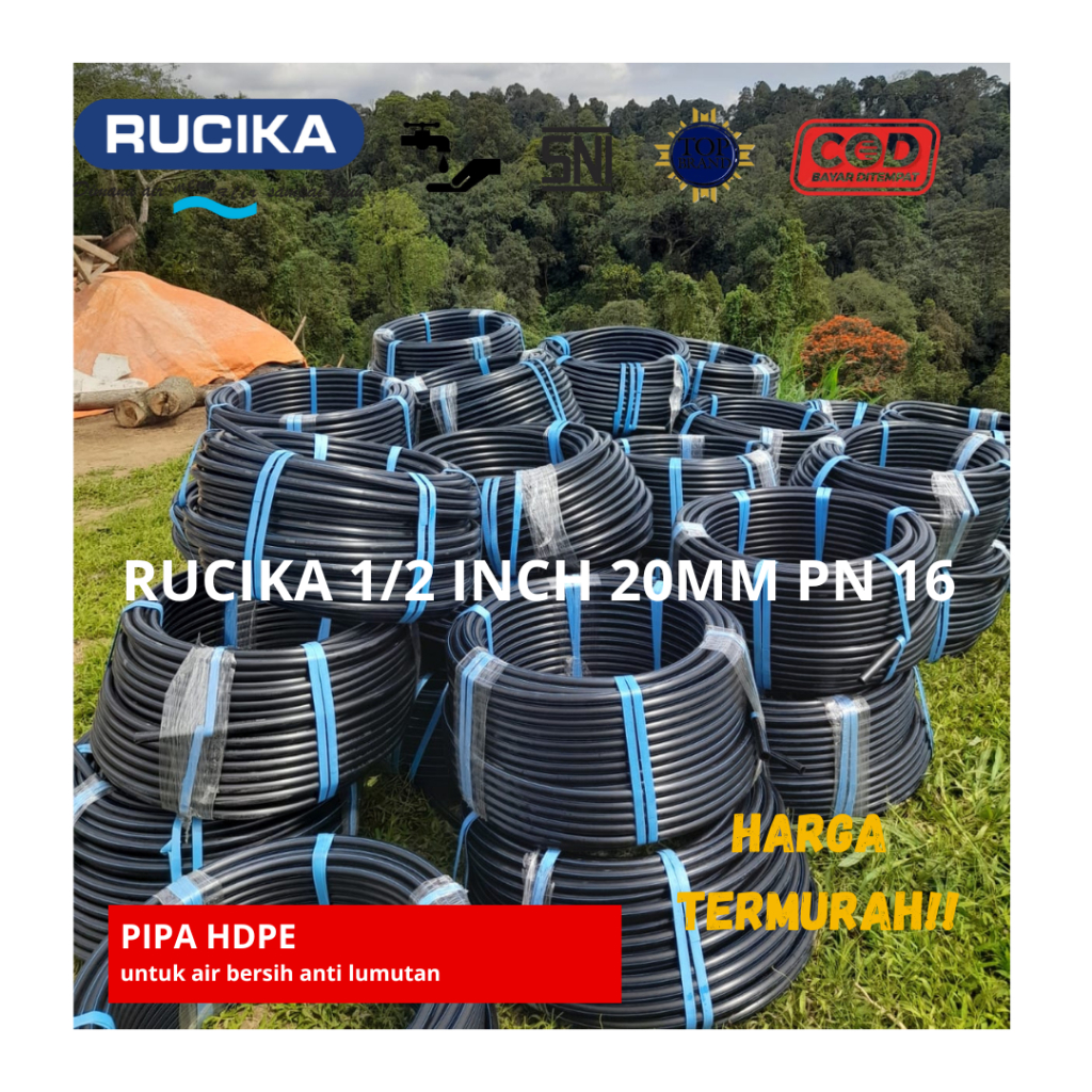 Jual Pipa Hdpe Selang Hitam Rucika Inch Mm Roll Meter Shopee