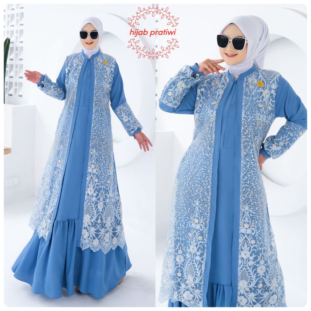 Jual Naira Dress Gamis Crinkle Premium Mix Brokat Terbaru Gamis All