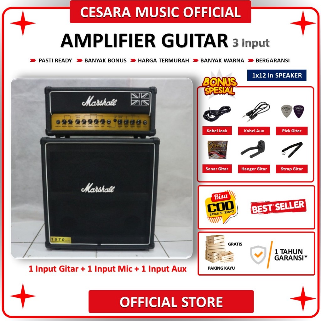 Jual Ampli Gitar Bass Marshall Inch Head Cabinet Input Bonus