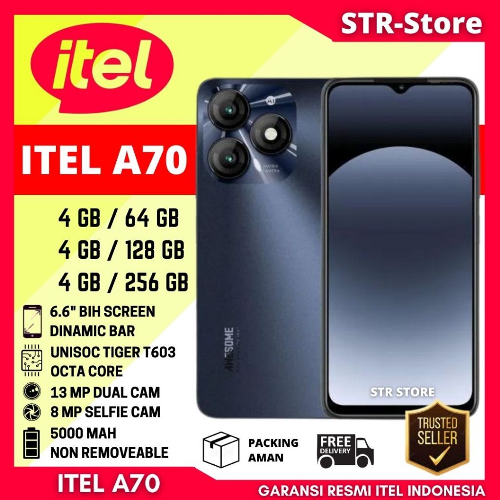 Jual ITEL A70 4 256 GB ITEL A70 4 128 GB ITEL A70 4 64 GB ITEL A70 3