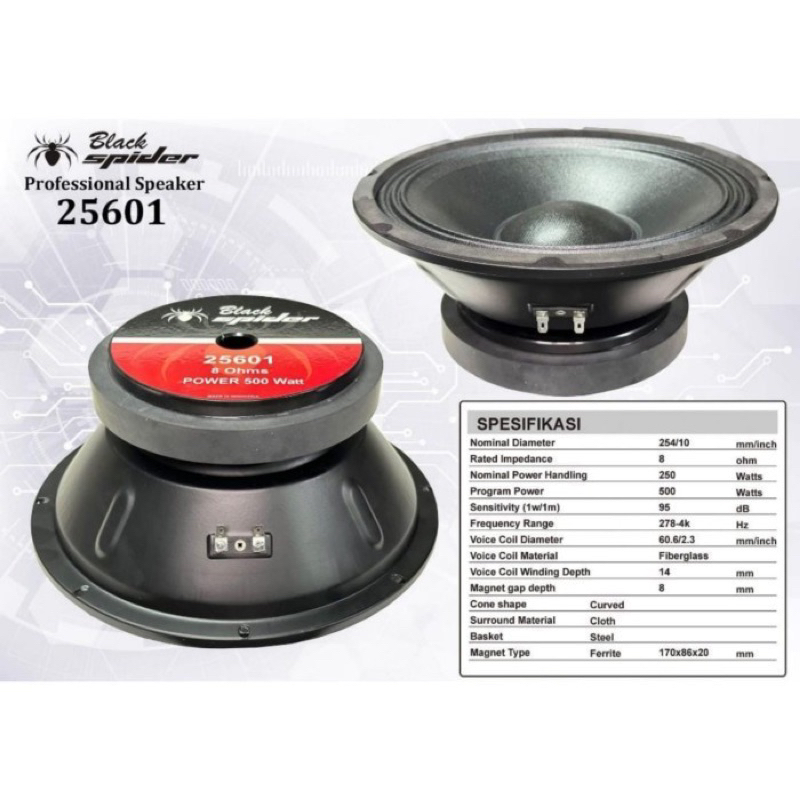 Jual Speaker BLACKSPIDER 10 Inch Array Komponen Speaker Black Spider