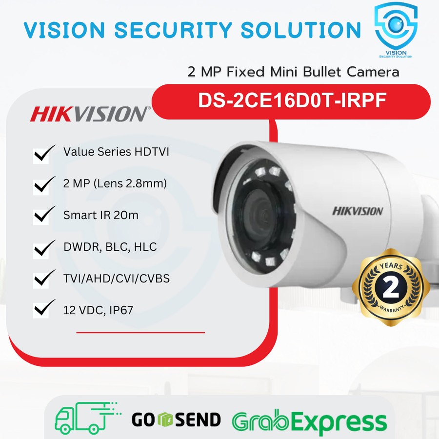 Jual Kamera Cctv Turbo Hd Hikvision Outdoor Mp Ds Ce D T Irpf